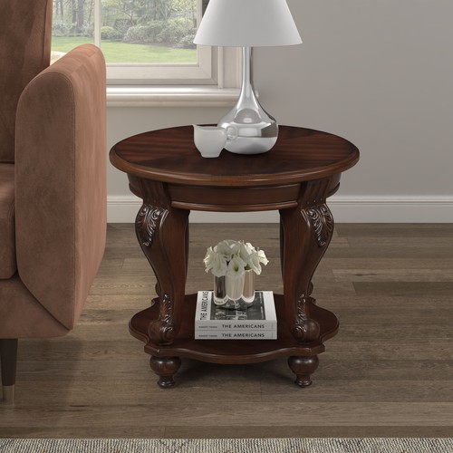 Round end table wood - round,